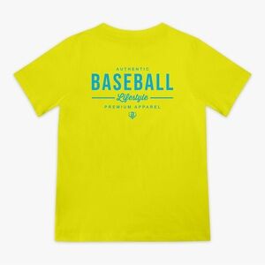 Baseball Lifestyle 101 Authentic Youth Tee Highlighter Yellow YS NWT IN PKG